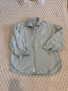 We The Free Light Blue Striped Button-Up Shirt